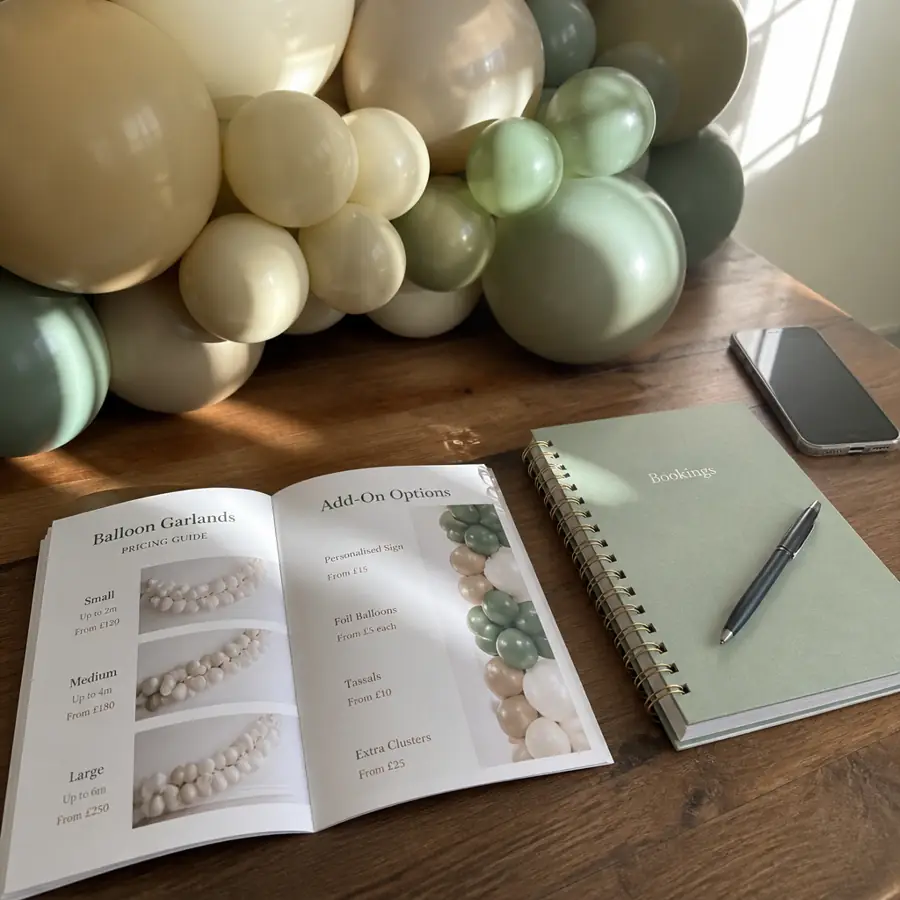 Pricing guide and booking notebook