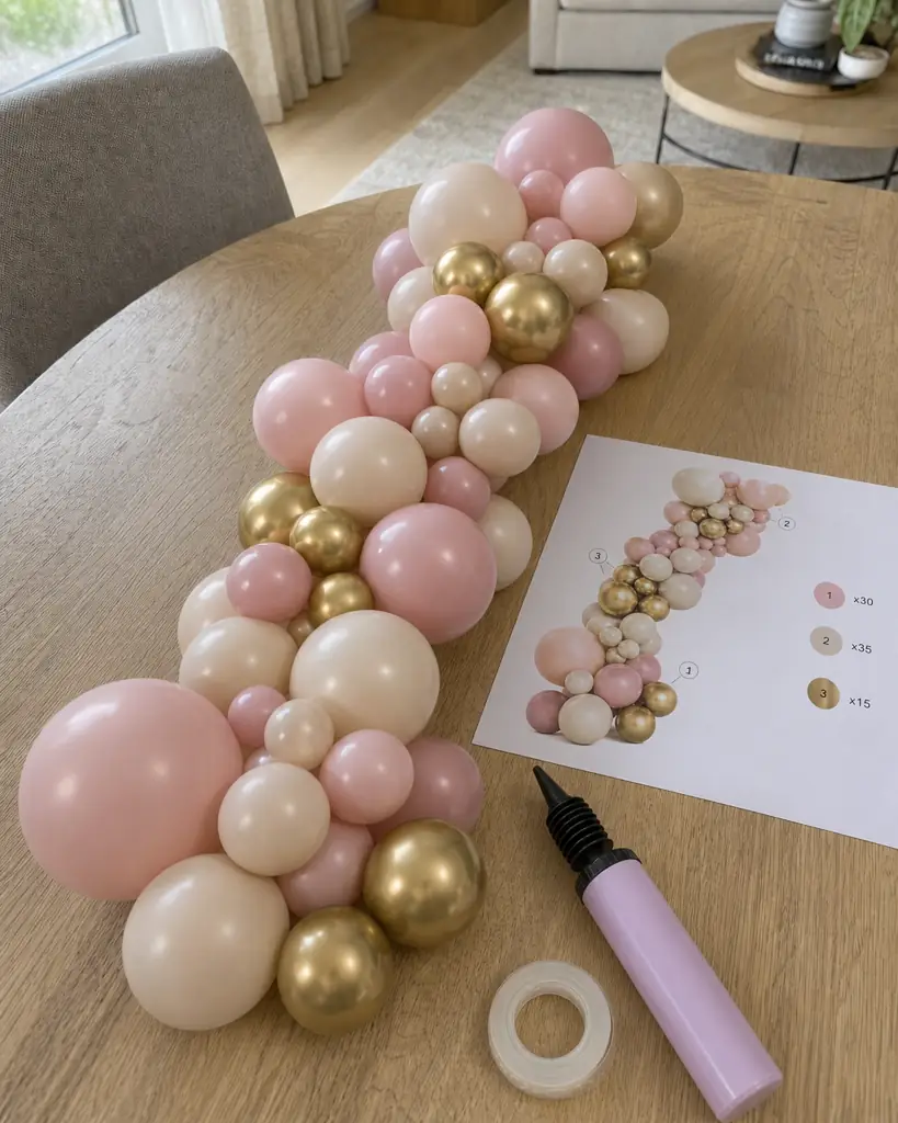 The finished balloon garland