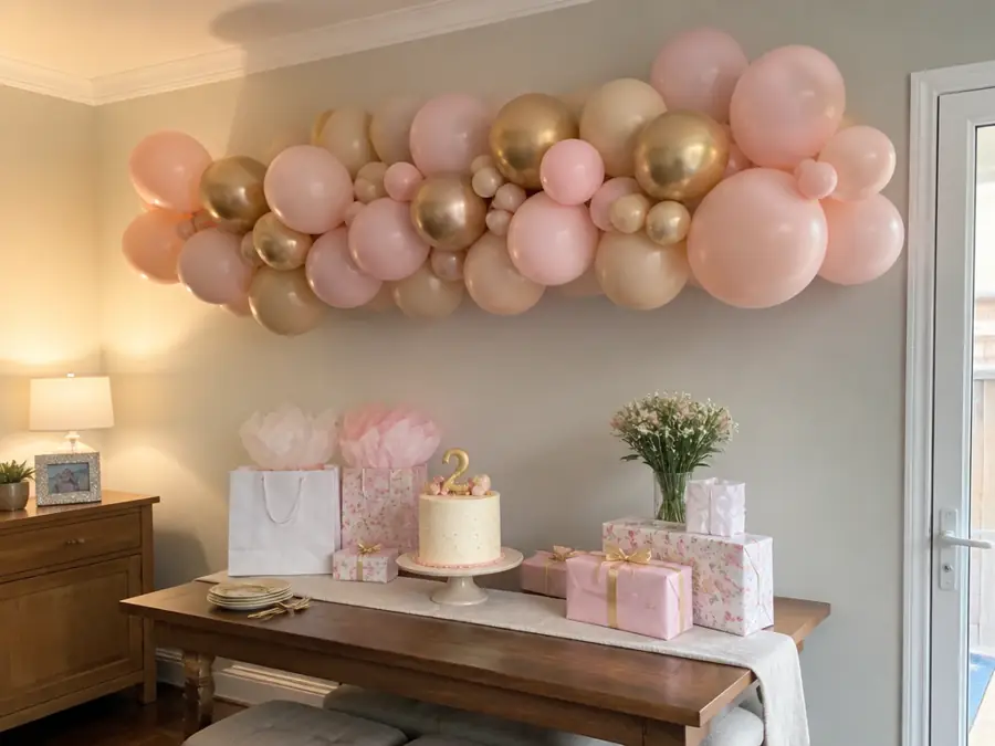 Finished garland over a birthday table